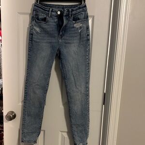 American Eagle Outfitters Distressed Blue Skinny Jeans